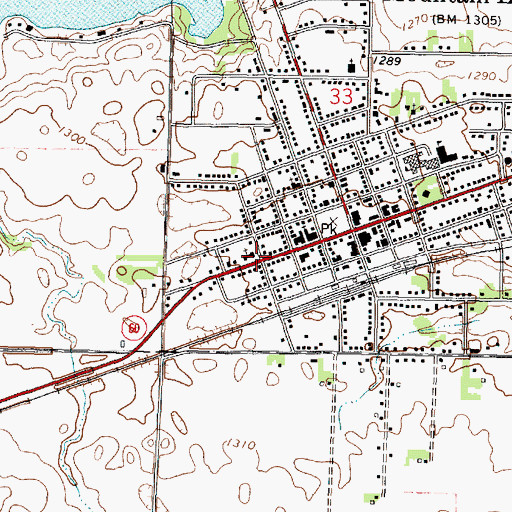 Topographic Map of Mountain Lake Assembly of God Church, MN
