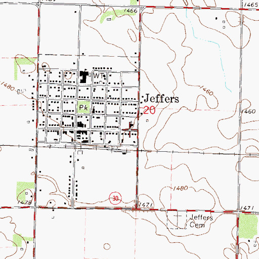 Topographic Map of Red Rock United Methodist Church, MN
