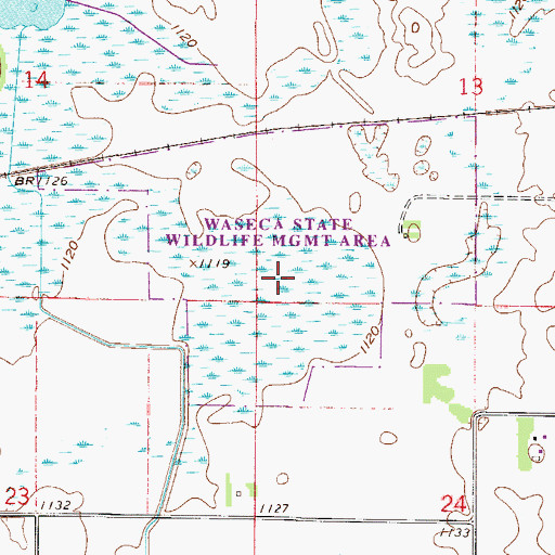 Topographic Map of Waseca State Wildlife Management Area, MN