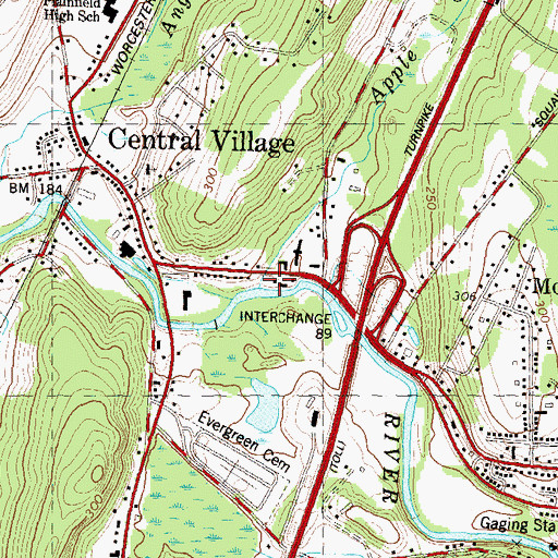 Topographic Map of Apple Tree Meadow Brook, CT