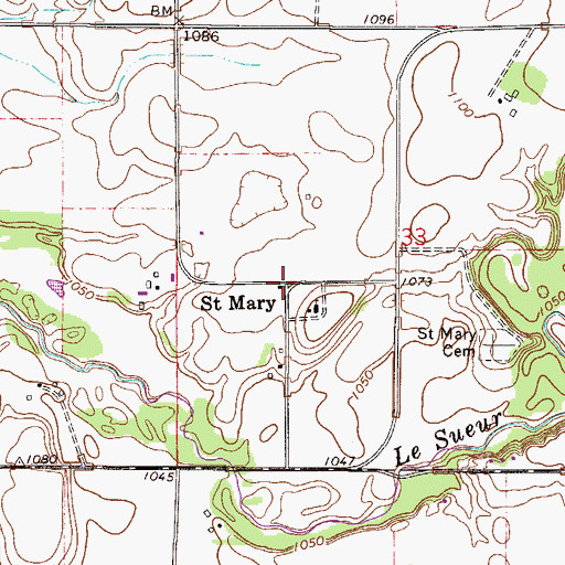 Topographic Map of Saint Marys Post Office (historical), MN