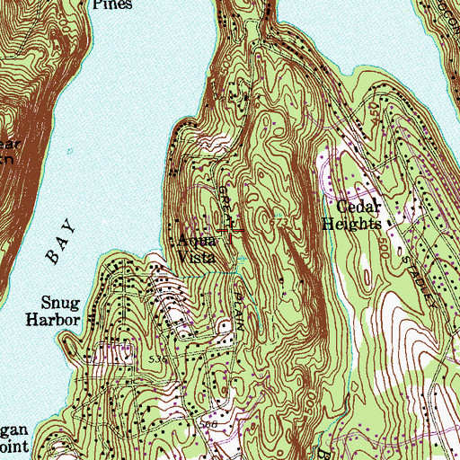 Topographic Map of Aqua Vista, CT