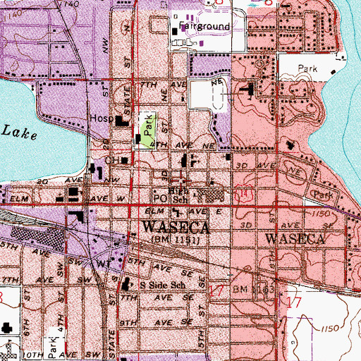 Topographic Map of Waseca County Historical Society Museum, MN