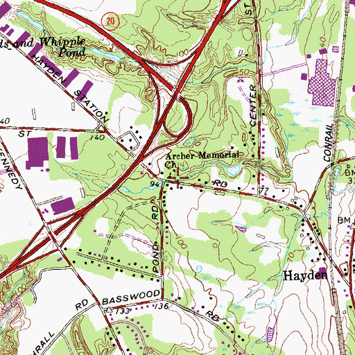 Topographic Map of Archer Memorial Church, CT