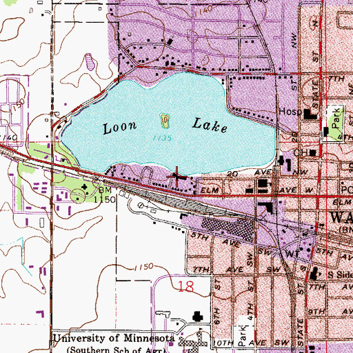 Topographic Map of Lake Shore Inn Nursing Home, MN