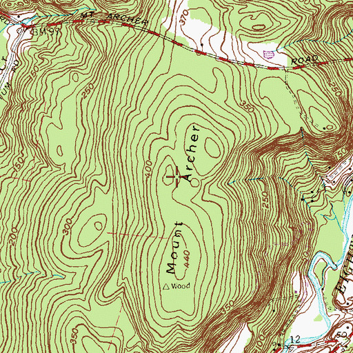 Topographic Map of Mount Archer, CT