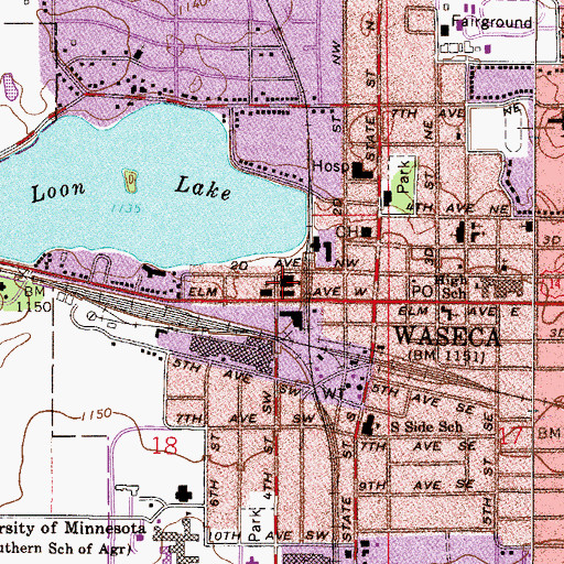 Topographic Map of Sacred Heart School, MN