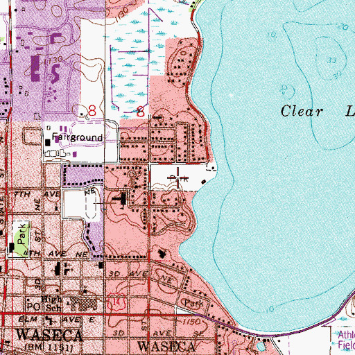 Topographic Map of Clear Lake Park, MN