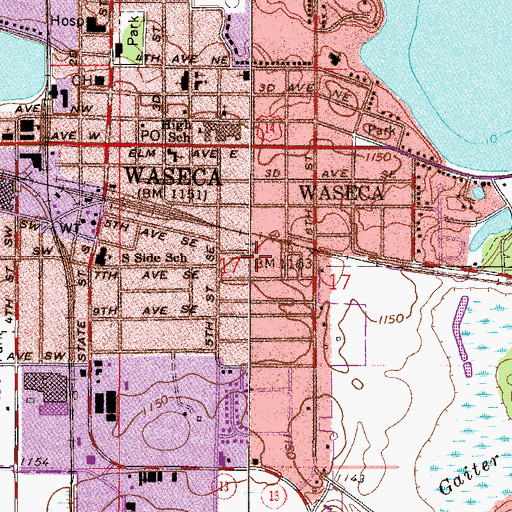 Topographic Map of Oak Park, MN