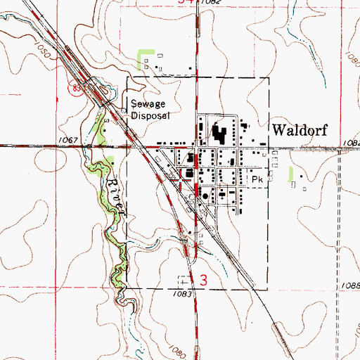 Topographic Map of Waldorf (historical), MN