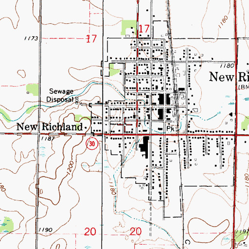 Topographic Map of New Richland Clinic, MN