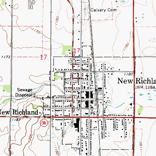 Topographic Map of Saint Peter's Lutheran Church, MN