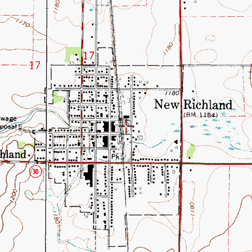Topographic Map of New Richland, MN