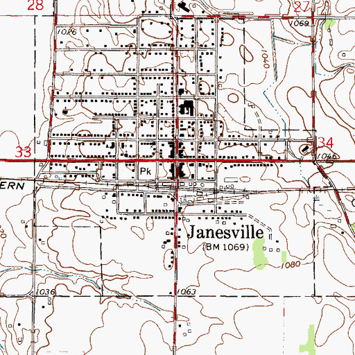 Topographic Map of Janesville Post Office, MN