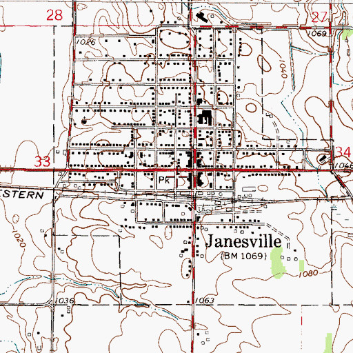 Topographic Map of Janesville Police Department, MN
