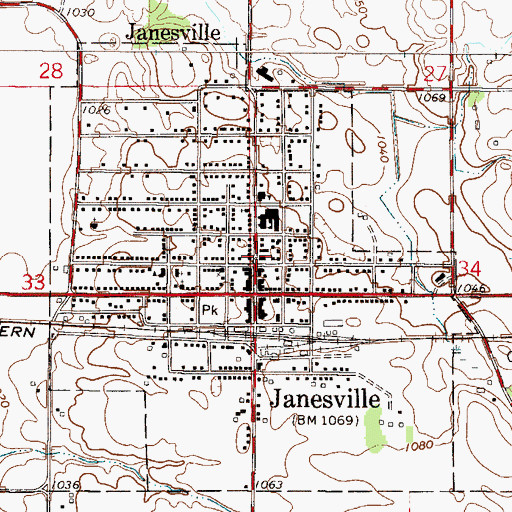 Topographic Map of Janesville Fire Department, MN