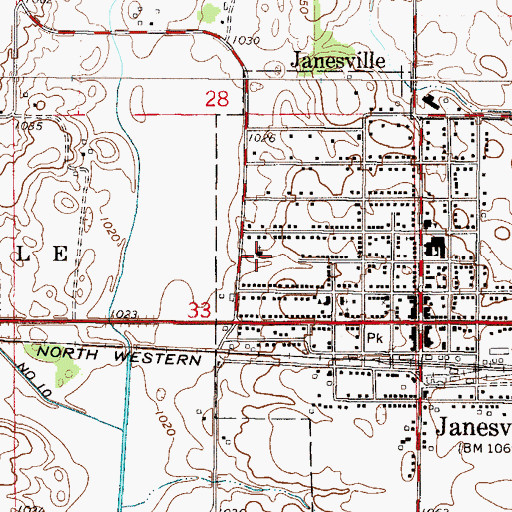 Topographic Map of Janesville United Methodist Church, MN