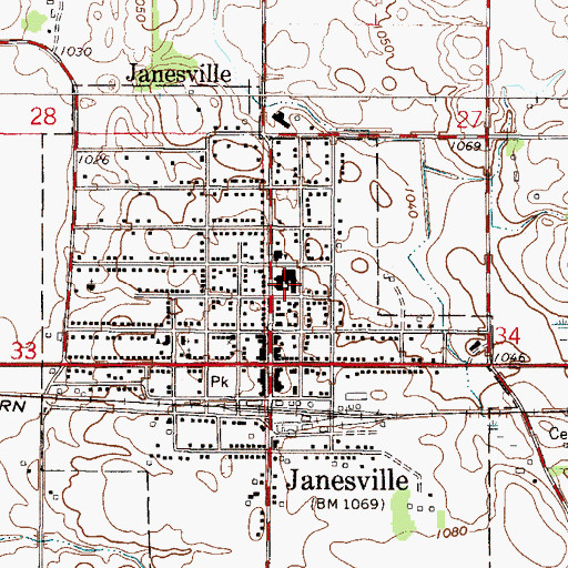 Topographic Map of Janesville Elementary School, MN