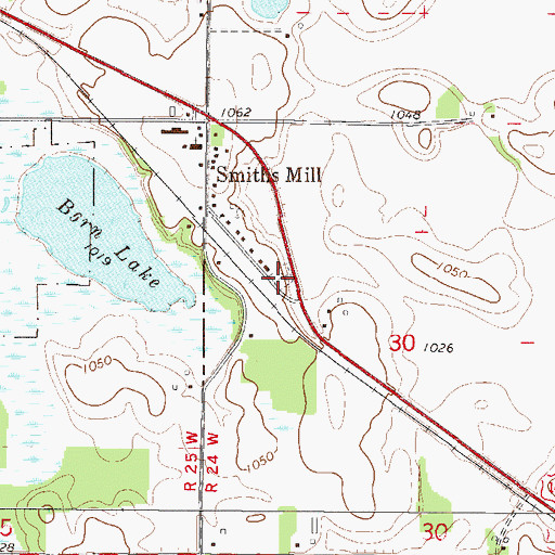 Topographic Map of Smith's Mill Cemetery, MN