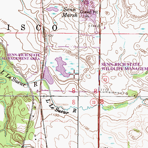 Topographic Map of Senn-Rich State Wildlife management Area, MN