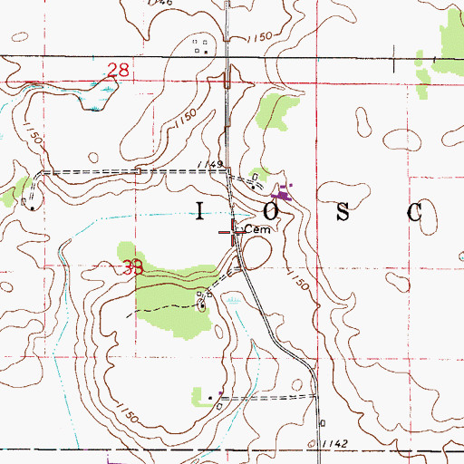 Topographic Map of Minske Cemetery, MN