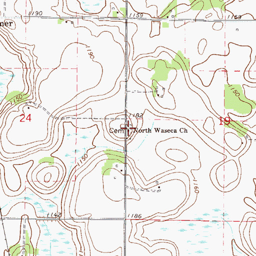 Topographic Map of North Waseca Cemetery, MN