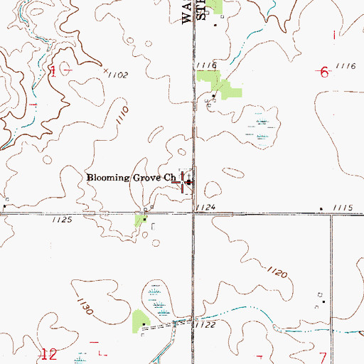 Topographic Map of Blooming Grove Methodist Cemetery, MN
