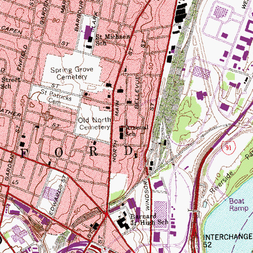 Topographic Map of Arsenal School, CT