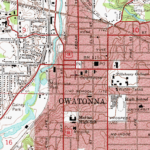 Topographic Map of Saint Paul's Episcopal Church, MN
