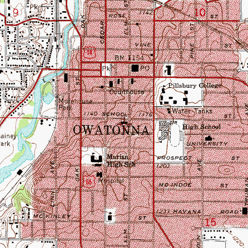 Topographic Map of Saint Joseph's Church, MN
