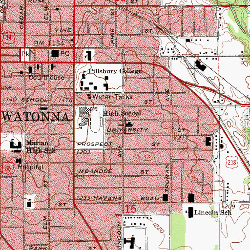 Topographic Map of Trinity Lutheran Church, MN