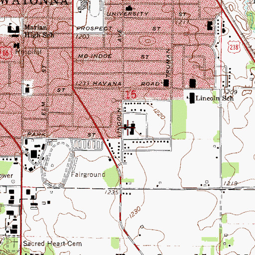 Topographic Map of Saint John Lutheran Church, MN