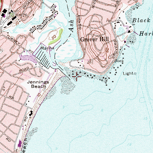 Topographic Map of Ash Creek, CT