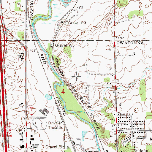 Topographic Map of Skyline Gardens Mobile Home Park, MN