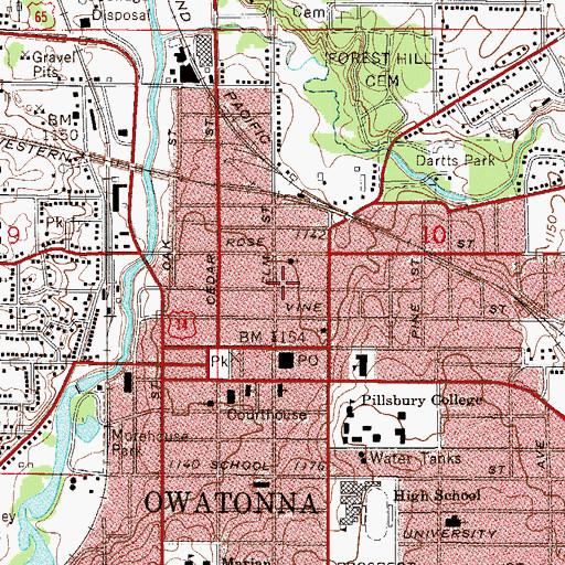 Topographic Map of Steele County Sheriff's Office, MN