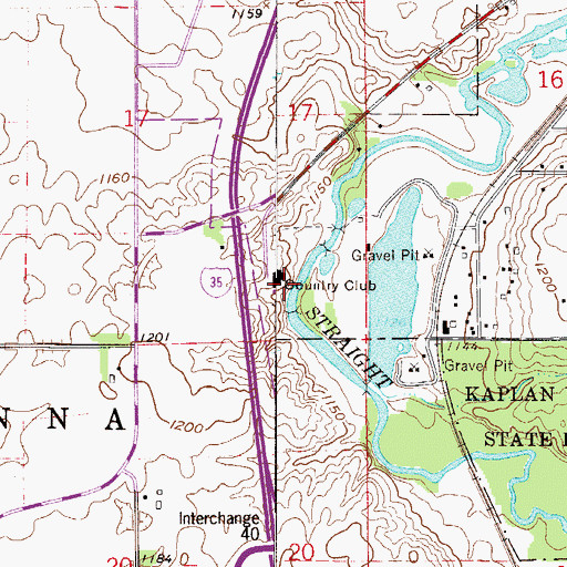 Topographic Map of Owatonna Country Club, MN