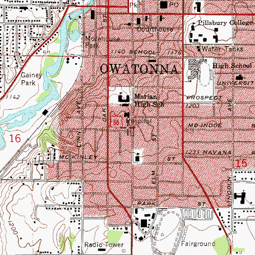 Topographic Map of Owatonna Clinic, MN