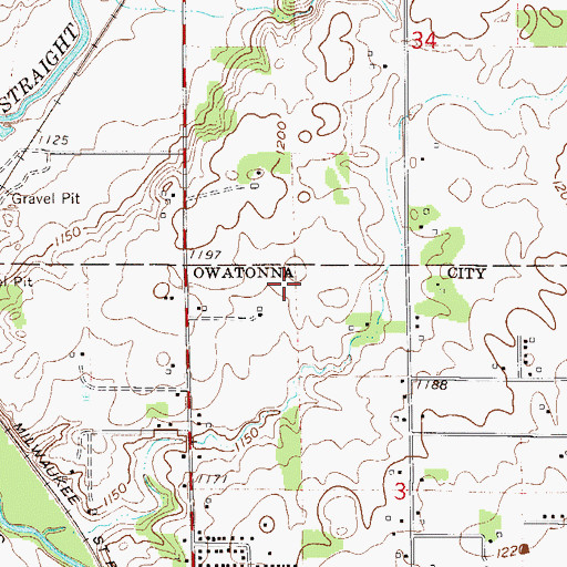 Topographic Map of Owatonna Christian School, MN