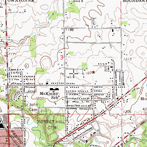 Topographic Map of Owatonna Junior High School, MN