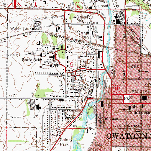 Topographic Map of Willow Park, MN