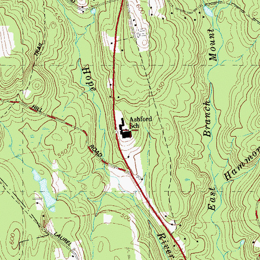 Topographic Map of Ashford Elementary School, CT