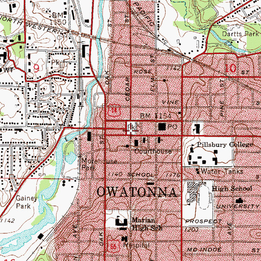 Topographic Map of Central Park, MN