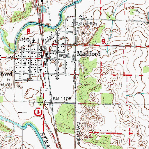 Topographic Map of Medford City Hall, MN
