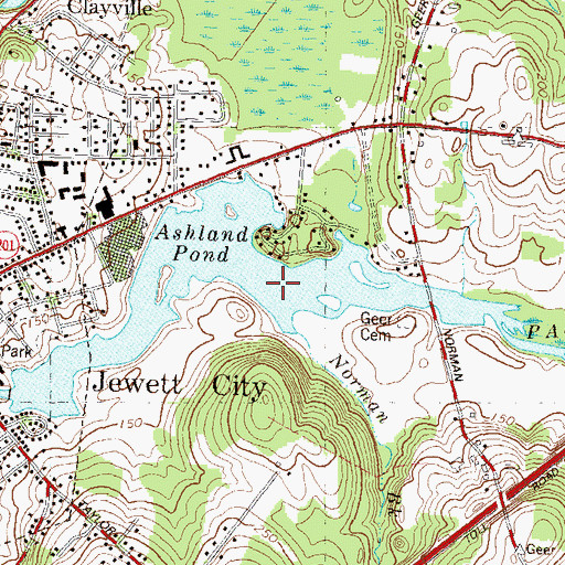 Topographic Map of Ashland Pond, CT