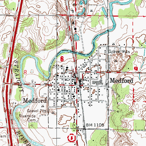 Topographic Map of Medford Post Office, MN