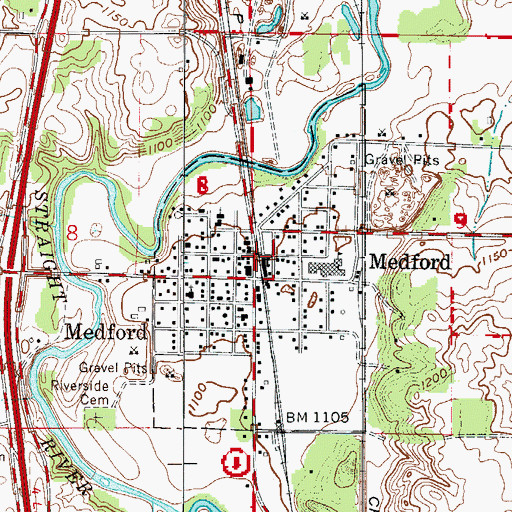 Topographic Map of Medford Trailer Park, MN