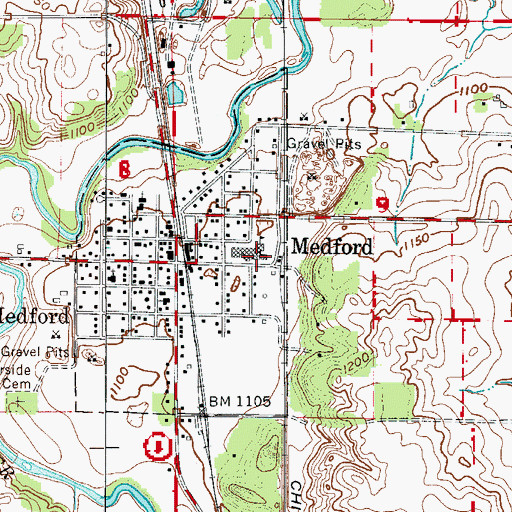 Topographic Map of Medford Public School, MN