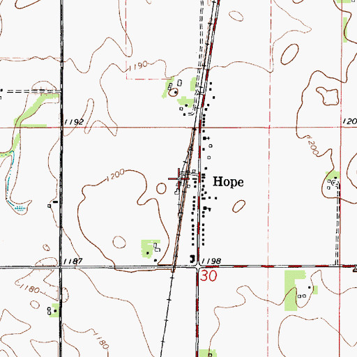 Topographic Map of Hope, MN