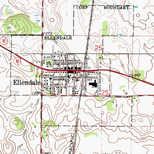 Topographic Map of Ellendale, MN
