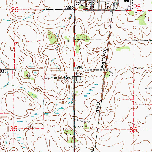 Topographic Map of First Lutheran Cemetery, MN